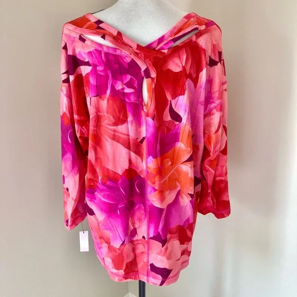 NWT Talbots BLENDED FLORAL CROSS BACK Top Size XL - Picture 4 of 10